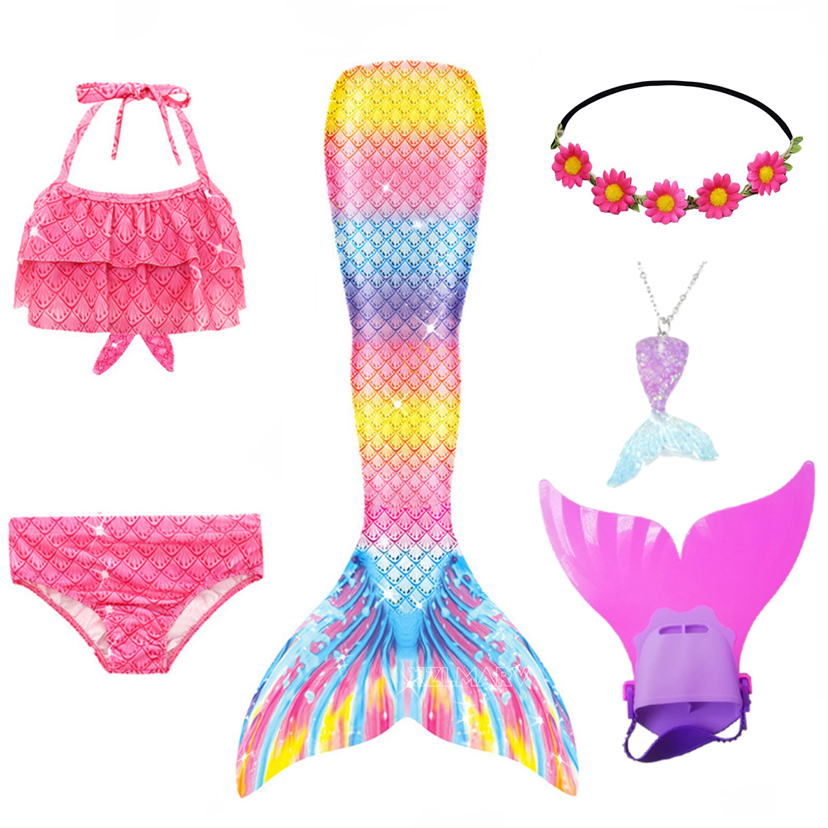 6Pcs/set Ariel Girls Swimming  - Swim Fins review and price